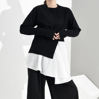 Pleated Asymmetrical Knitting Sweater