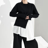 Pleated Asymmetrical Knitting Sweater