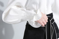 V-collar Lantern Sleeve Blouse