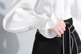 V-collar Lantern Sleeve Blouse