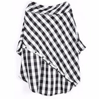 Slash Neck Three-quarter Sleeve Plaid Shirt