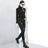 Letter Print High Collar T-shirt