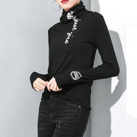 Letter Print High Collar T-shirt