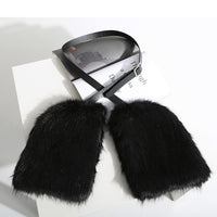 Black Fur Warm Gloves