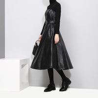 Black PU Leather Dress