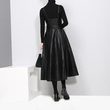Black PU Leather Dress