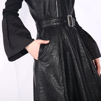 Spaghetti Strap Black Pu Leather Dress