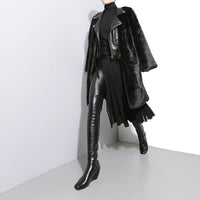 Solid Color Black Pleated Skirt