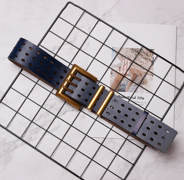 Pu Leather Loose Buckle Hollow Out Belt
