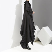Round Neck Long Sleeve Ruffled Loose Dress