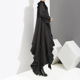 Round Neck Long Sleeve Ruffled Loose Dress