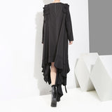 Round Neck Long Sleeve Ruffled Loose Dress
