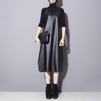 Strapless Black Pu Leather Dress