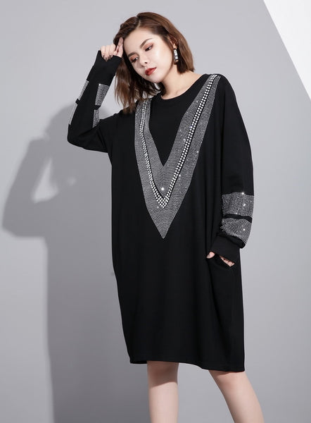 Round Neck Long Sleeve Big Size Dress