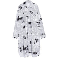 Long Sleeve White Printed Blouse