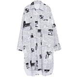 Long Sleeve White Printed Blouse