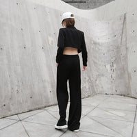 Lapel Long Sleeve Black Short Jacket