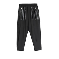 Black Pu Pocket Loose Harem Pants