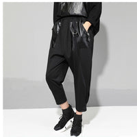 Black Pu Pocket Loose Harem Pants