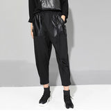 Black Pu Pocket Loose Harem Pants