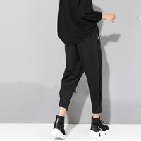 Black Pu Pocket Loose Harem Pants