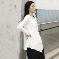 Round Neck Irregular Hem T-shirt