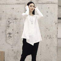 Round Neck Irregular Hem T-shirt