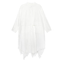 Stand Collar Long Sleeve Back Lace Hollow Blouse