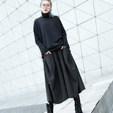 High Elastic Waist Black Striped Trousers