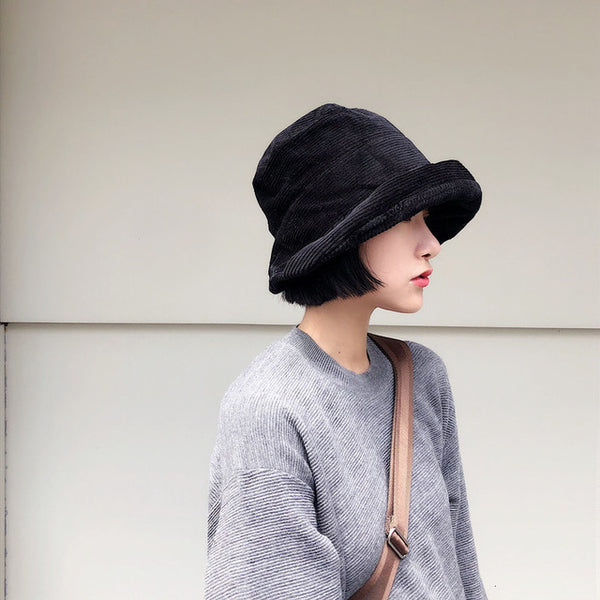 Corduroy Solid Color Fisherman Hat