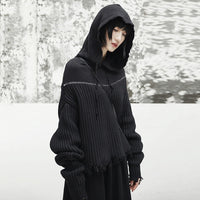 Hooded Long Sleeve Black Sweater