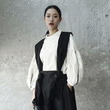 Lantern Sleeve White Loose Shirt Blouse