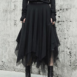 Black Multi-layer Asymmetric Length Skirt