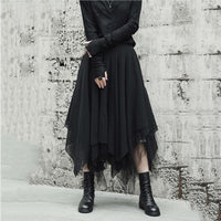 Black Multi-layer Asymmetric Length Skirt