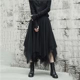 Black Multi-layer Asymmetric Length Skirt