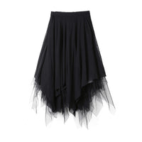 Black Multi-layer Asymmetric Length Skirt