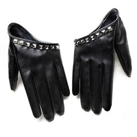 Pu Leather Studded Wrist Gloves