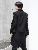 Stand Collar Long Sleeve Black Zipper Jacket