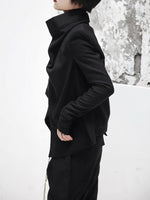 Stand Collar Long Sleeve Black Zipper Jacket