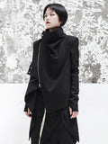Stand Collar Long Sleeve Black Zipper Jacket