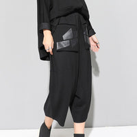 High Waist Black Loose Pu Leather Trousers