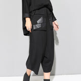 High Waist Black Loose Pu Leather Trousers