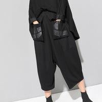 High Waist Black Loose Pu Leather Trousers