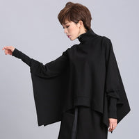 Black Full Batwing Sleeve Turtleneck Coat