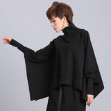 Black Full Batwing Sleeve Turtleneck Coat