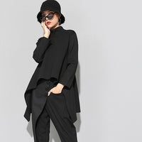 High Collar Long Sleeve Black T-shirt