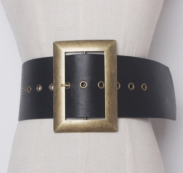 Metal Big Buckle PU Leather Belt