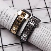 Rivet Pu Leather Split Joint Bracelet