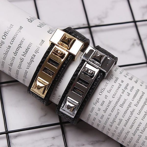 Rivet Pu Leather Split Joint Bracelet