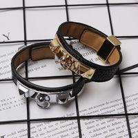 Rivet Pu Leather Split Joint Bracelet